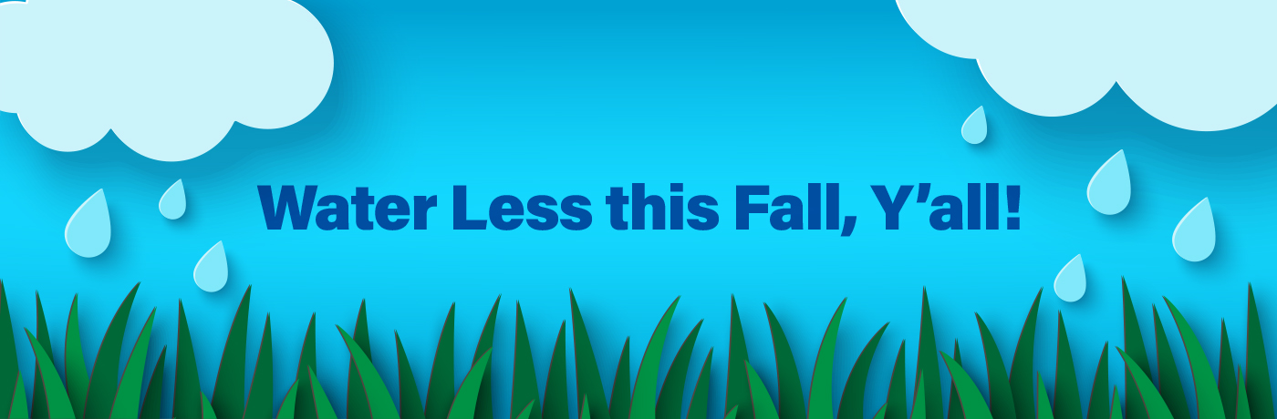 Bright yellow ad for 'cut the drip' with a gnome standing on grass under bold blue script and a large blue water drop in the background.