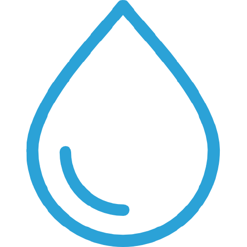 Cycle Soak-Img - UTRWD Blue water droplet outline icon with a small inner curved stroke inside