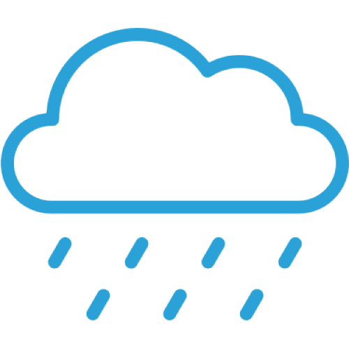 Rain_Freeze Sensors-Img - UTRWD Blue outlined cloud icon with multiple raindrops indicating rain.