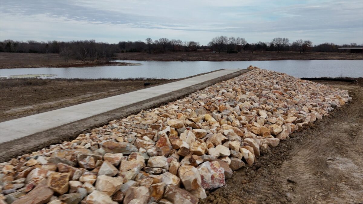 Fishing jetty put in to allow easy fishing access on future Lake Ralph Hall.